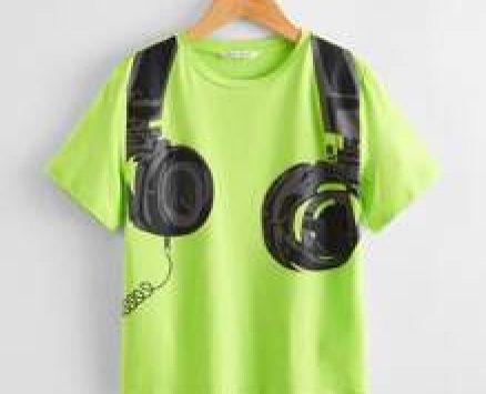 Boys Neon Green Headset Print Top