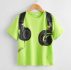 Boys Neon Green Headset Print Top