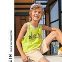 Boys Neon Yellow Zebra & Letter Embroidered Ringer Tank Top