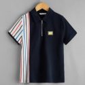 Boys Patched Detail Striped Panel Polo Shirt