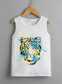 Boys Tiger Print Tank Top