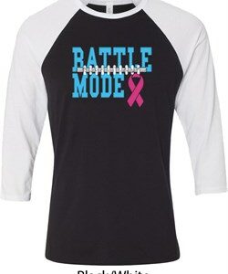 Breast Cancer Awareness Battle Mode Mens Raglan Shirt