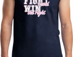 Breast Cancer Awareness Go Fight Win Mens Muscle Shirt