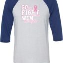 Breast Cancer Awareness Go Fight Win Mens Raglan Shirt