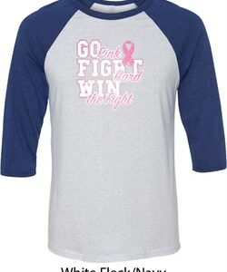 Breast Cancer Awareness Go Fight Win Mens Raglan Shirt