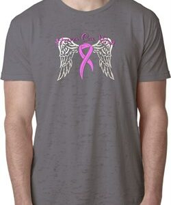 Breast Cancer Awareness Heaven Can Wait Mens Burnout Shirt