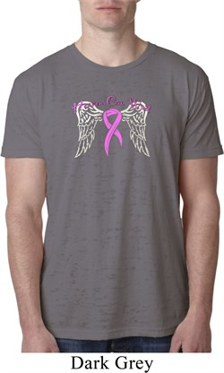 Breast Cancer Awareness Heaven Can Wait Mens Burnout Shirt