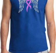 Breast Cancer Awareness Heaven Can Wait Mens Muscle Shirt