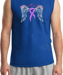 Breast Cancer Awareness Heaven Can Wait Mens Muscle Shirt