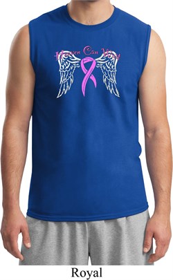 Breast Cancer Awareness Heaven Can Wait Mens Muscle Shirt