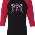 Breast Cancer Awareness Heaven Can Wait Mens Raglan Shirt