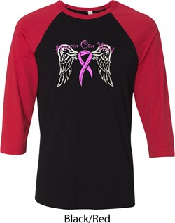 Breast Cancer Awareness Heaven Can Wait Mens Raglan Shirt