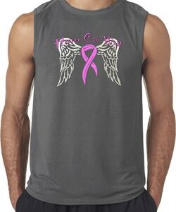 Breast Cancer Awareness Heaven Can Wait Mens Sleeveless Shirt