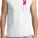 Breast Cancer Awareness Pink Ribbon Pin Pocket Print Mens Muscle Shirt