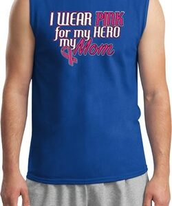 Breast Cancer Awareness Pink for My Hero Mens Muscle Shirt