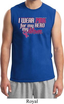 Breast Cancer Awareness Pink for My Hero Mens Muscle Shirt