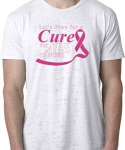 Breast Cancer Awareness Pray for a Cure Mens Burnout Shirt