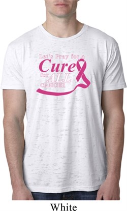 Breast Cancer Awareness Pray for a Cure Mens Burnout Shirt