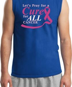 Breast Cancer Awareness Pray for a Cure Mens Muscle Shirt