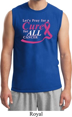 Breast Cancer Awareness Pray for a Cure Mens Muscle Shirt