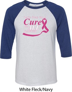 Breast Cancer Awareness Pray for a Cure Mens Raglan Shirt