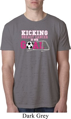 Breast Cancer Kicking Breast Cancer is Our Goal Mens Burnout Shirt