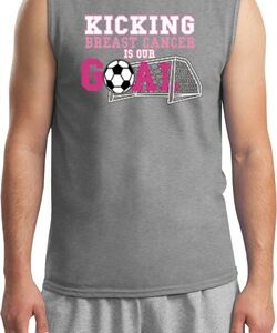 Breast Cancer Kicking Breast Cancer is Our Goal Mens Muscle Shirt