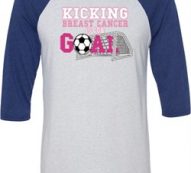 Breast Cancer Kicking Breast Cancer is Our Goal Mens Raglan Shirt