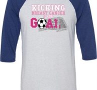 Breast Cancer Kicking Breast Cancer is Our Goal Mens Raglan Shirt