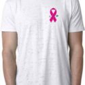 Breast Cancer Pink Ribbon Pin Pocket Print Mens Burnout Shirt