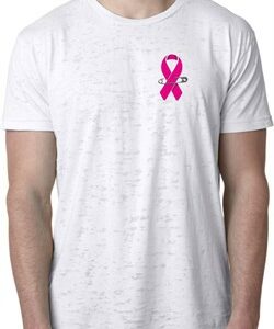 Breast Cancer Pink Ribbon Pin Pocket Print Mens Burnout Shirt