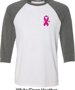 Breast Cancer Pink Ribbon Pin Pocket Print Mens Raglan Shirt