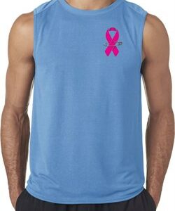 Breast Cancer Pink Ribbon Pin Pocket Print Mens Sleeveless Shirt