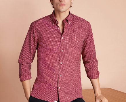 Brooks Brothers Men’s Red Dot-Print Poplin Sport Shirt