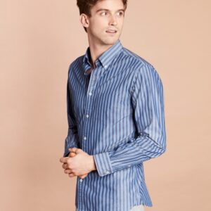 Brooks Brothers Men's Striped Yarn-Dyed Broadcloth Sport Shirt