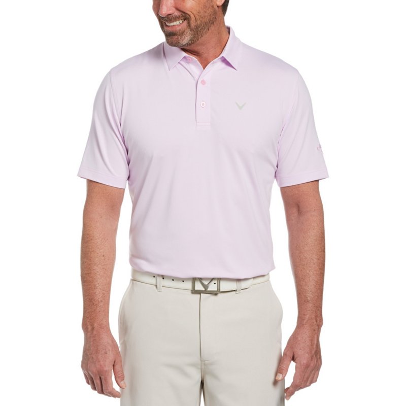 Callaway Men's Pro Spin Fine Line Stripe Golf Polo Shirt Pink Light, 2X-Large - Mens Golf Shirts at Academy Sports