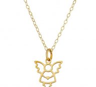 Charming Girl Kids’ 14k Angel Pendant Necklace, Women’s, Size: 15″, Gold