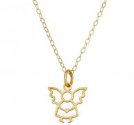 Charming Girl Kids’ 14k Angel Pendant Necklace, Women’s, Size: 15″, Gold