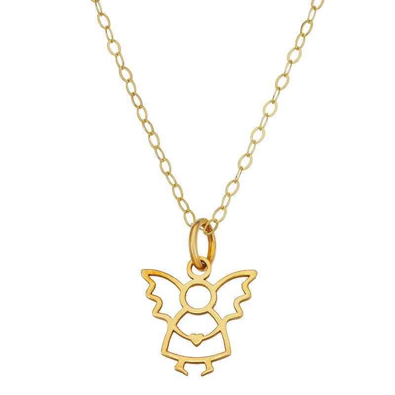 Charming Girl Kids' 14k Angel Pendant Necklace, Women's, Size: 15", Gold