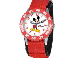 Disney Articulating Mickey Mouse Kids Time Teacher Red Watch, One Size