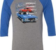 Dodge American Muscle Blue and Red Mens Raglan Shirt