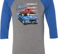 Dodge American Muscle Blue and Red Mens Raglan Shirt