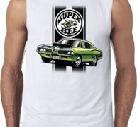 Dodge Green Super Bee Mens White Sleeveless T-Shirt