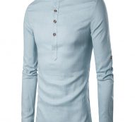 Ericdess Plain Stand Collar Pullover Slim Fit Men’s Shirts