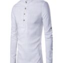 Ericdess Plain Stand Collar Pullover Slim Fit Men’s Shirts