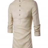 Ericdess Plain Stand Collar Pullover Slim Fit Men’s Shirts