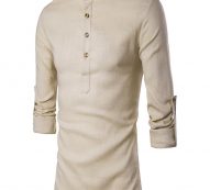 Ericdess Plain Stand Collar Pullover Slim Fit Men’s Shirts