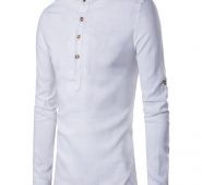 Ericdess Plain Stand Collar Pullover Slim Fit Men’s Shirts