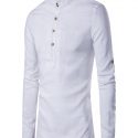 Ericdess Plain Stand Collar Pullover Slim Fit Men’s Shirts