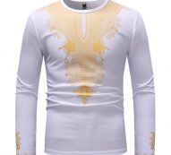 Ericdress African Dashiki Print Round Neck Long Sleeve Mens T-shirt